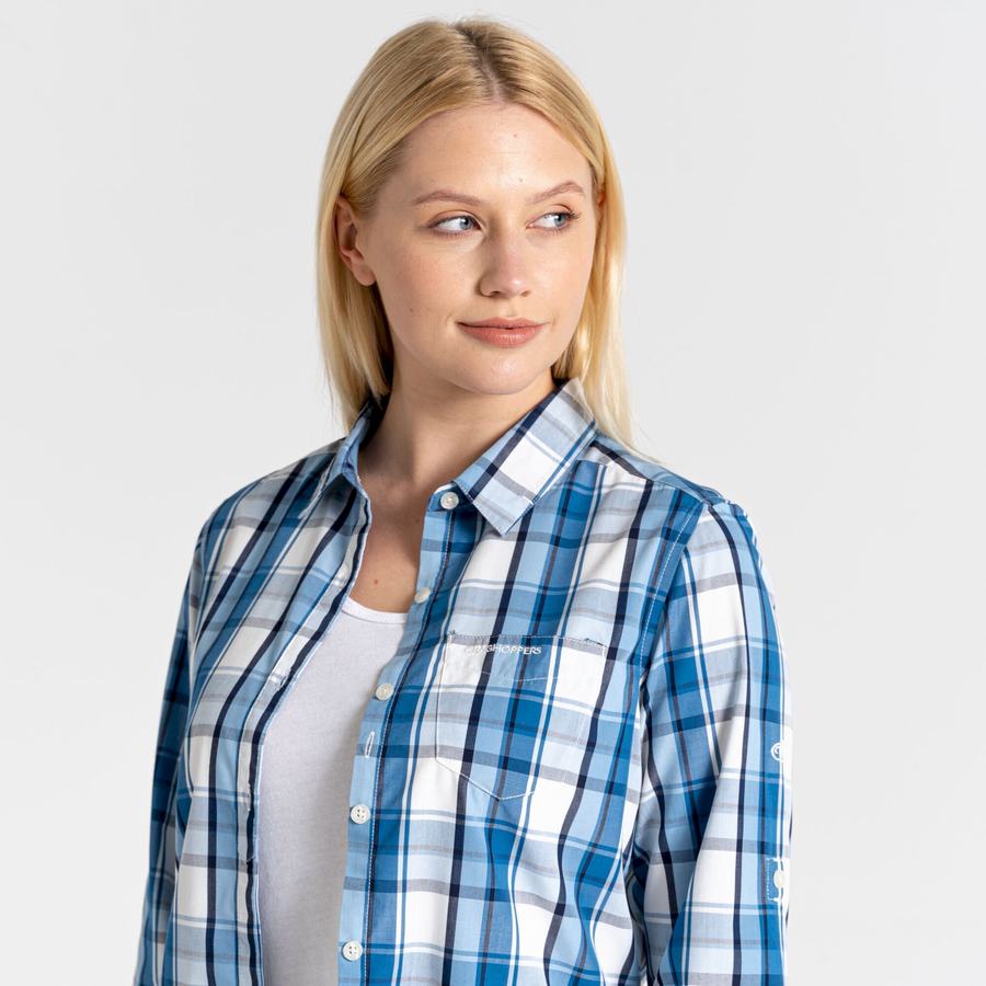 Women's Craghoppers Kiwi II Long Sleeved Shirts Blue | PJS2148GO