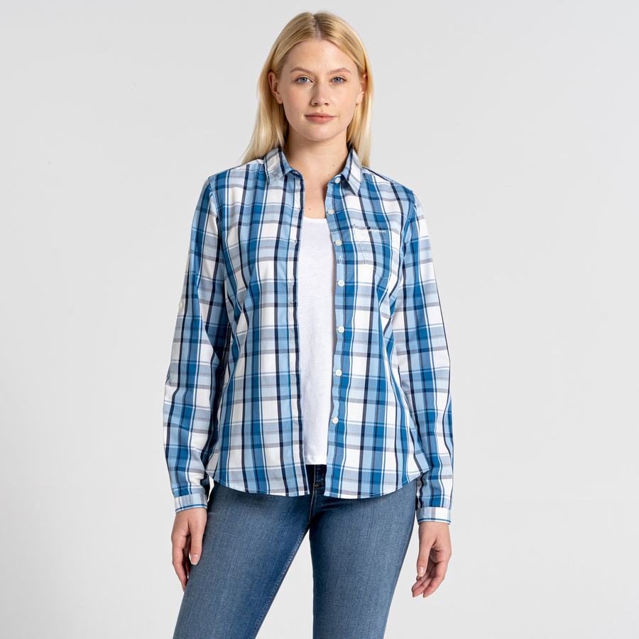 Women's Craghoppers Kiwi II Long Sleeved Shirts Blue | PJS2148GO