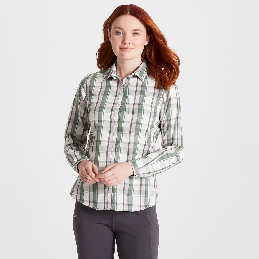 Women's Craghoppers Kiwi II Long Sleeved Shirts Olive | VHK6739VT