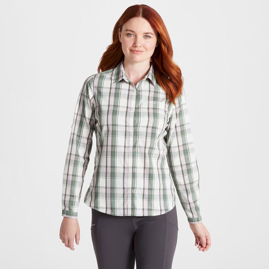 Women's Craghoppers Kiwi II Long Sleeved Shirts Olive | VHK6739VT