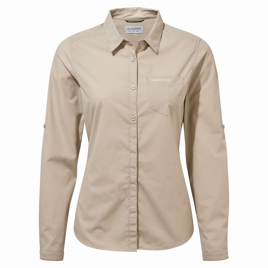 Women's Craghoppers Kiwi II Long Sleeved Shirts Brown | ZAB3634HZ