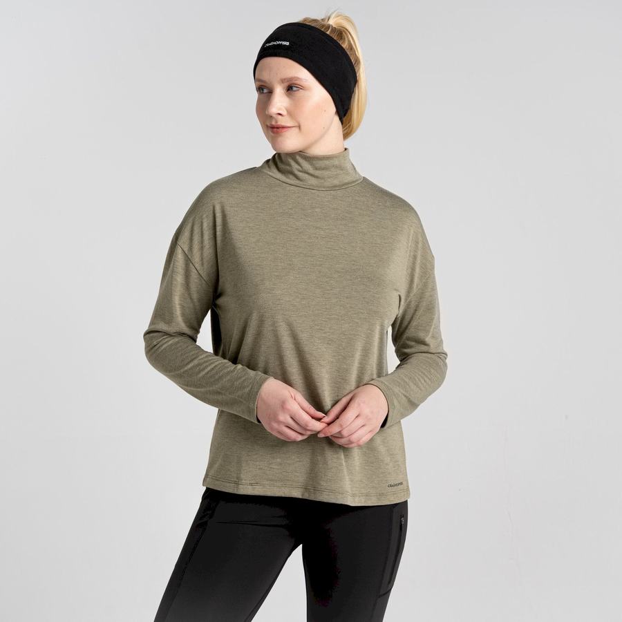 Women's Craghoppers Meridan Long Sleeved T-Shirts Olive | XCM9456TV