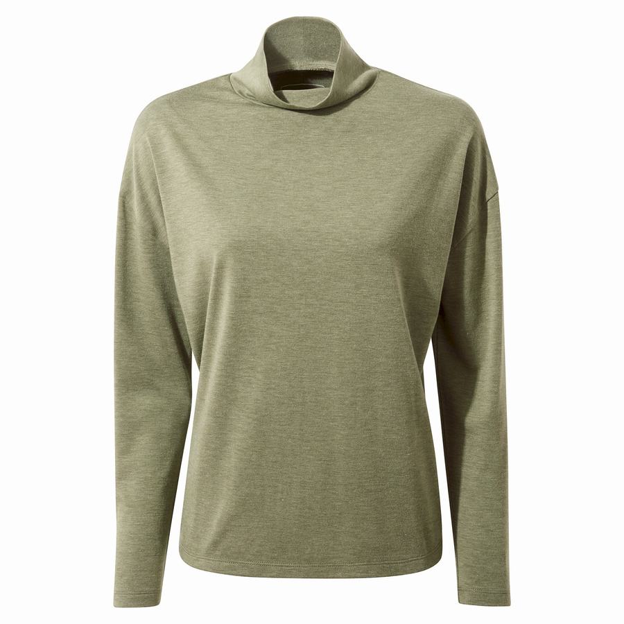 Women's Craghoppers Meridan Long Sleeved T-Shirts Olive | XCM9456TV