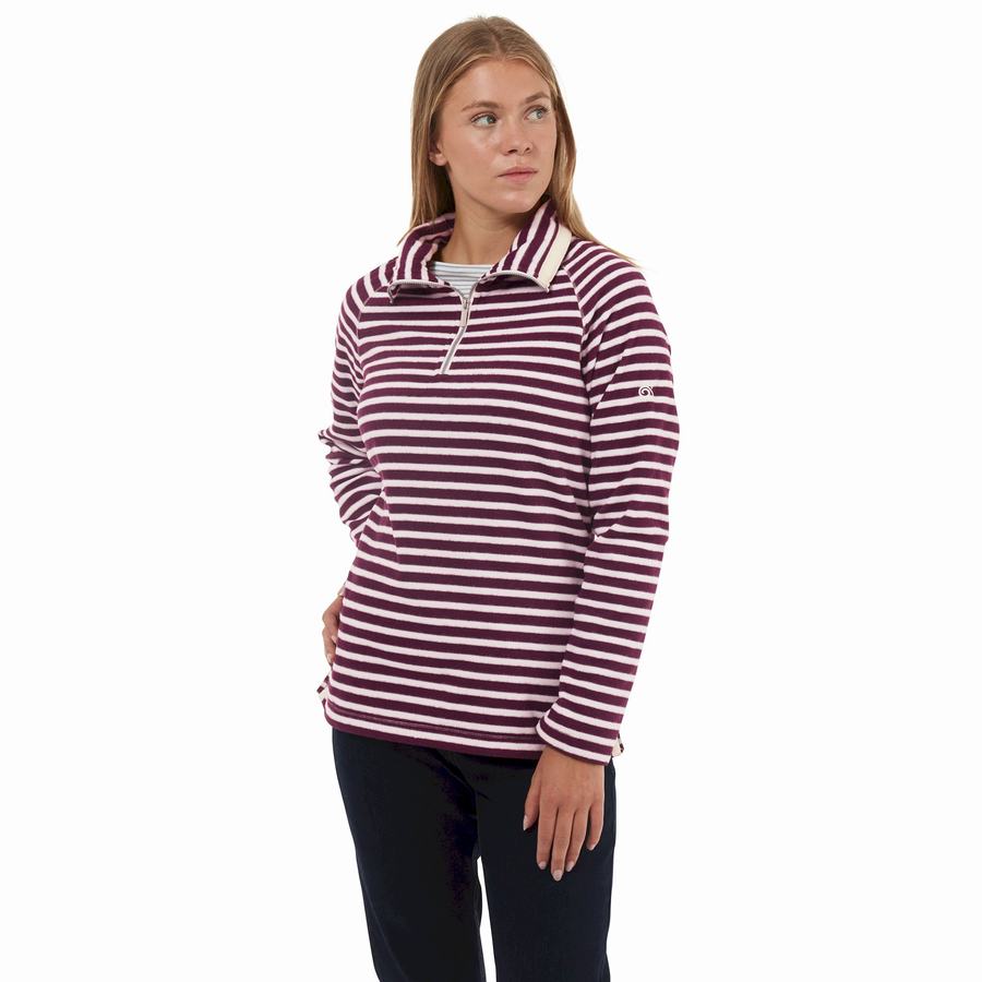 Women's Craghoppers Natalia Half Zip Sweaters Purple Stripes | CMU6835FC