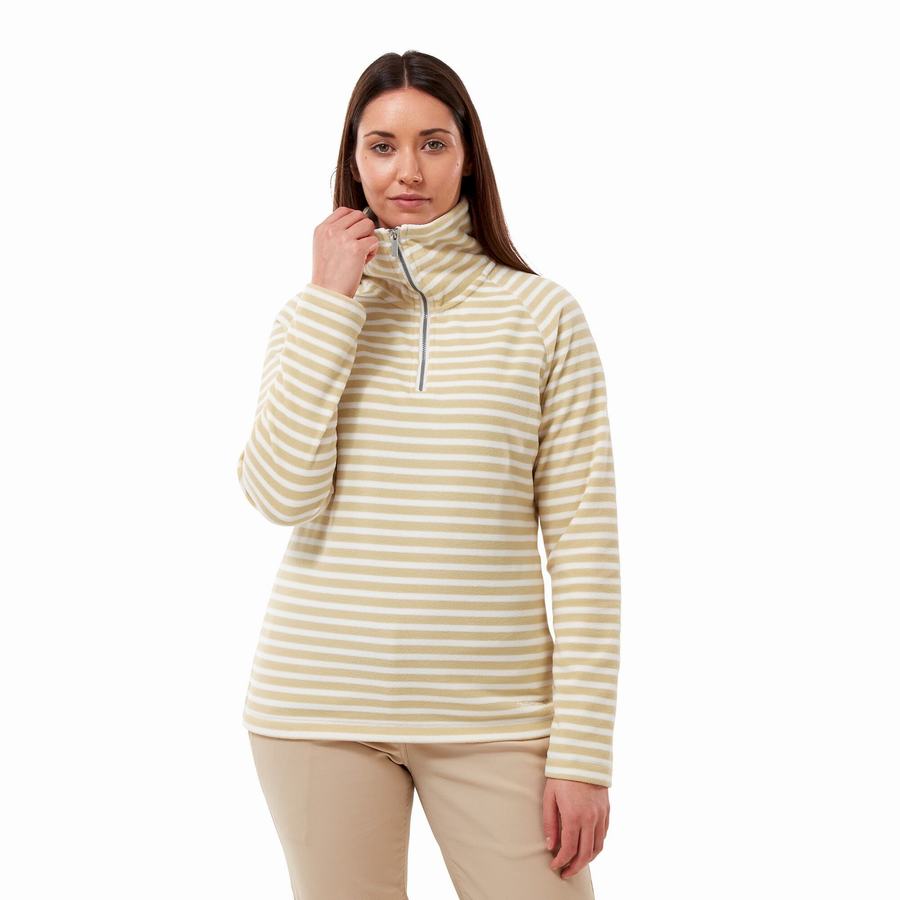 Women's Craghoppers Natalia Half Zip Sweaters Yellow Stripes | FHA2734AO