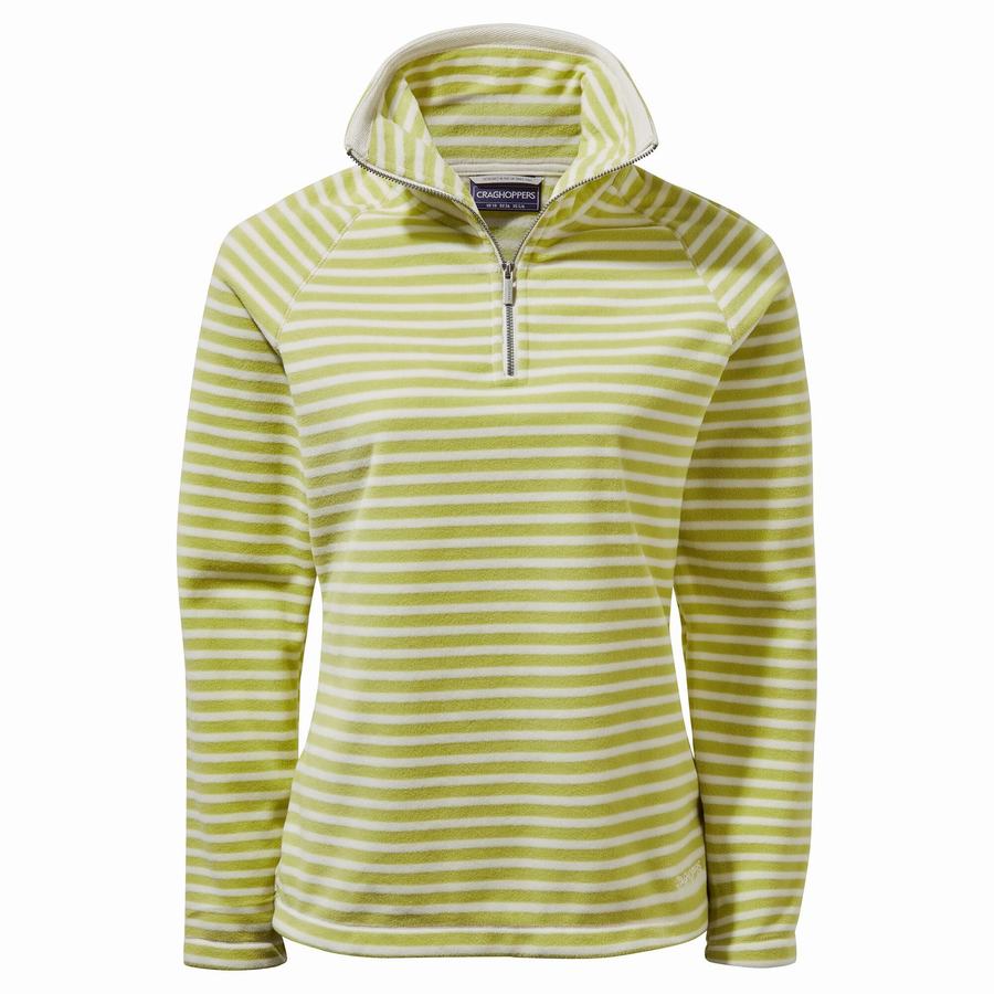 Women's Craghoppers Natalia Half Zip Sweaters Light Green Stripes | NXS1111QX