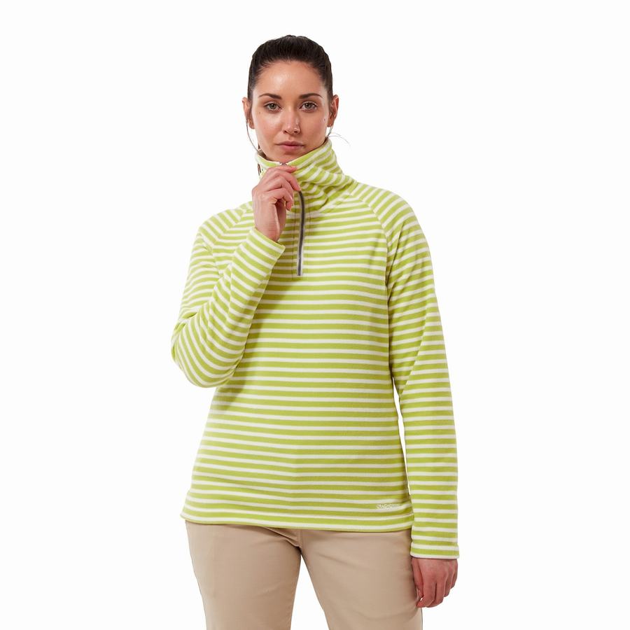 Women's Craghoppers Natalia Half Zip Sweaters Light Green Stripes | NXS1111QX