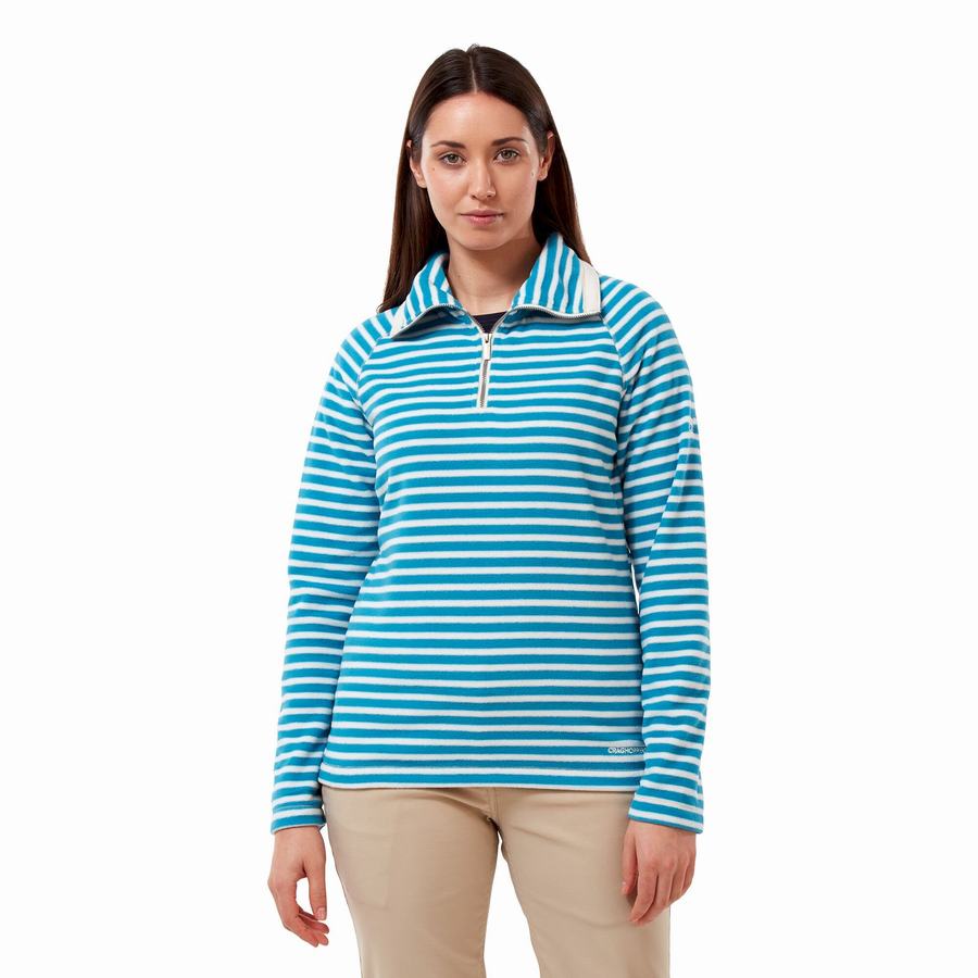 Women's Craghoppers Natalia Half Zip Sweaters Navy Blue Stripes | UEM715YA