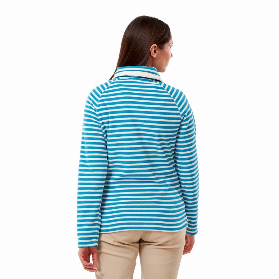 Women's Craghoppers Natalia Half Zip Sweaters Navy Blue Stripes | UEM715YA