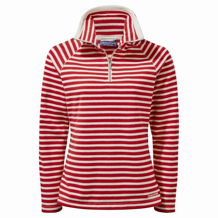 Women's Craghoppers Natalia Half Zip Sweaters Red Stripes | ZCW5526UO