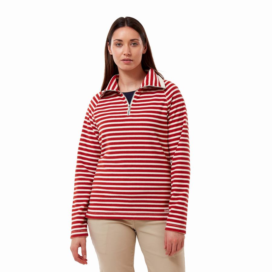 Women's Craghoppers Natalia Half Zip Sweaters Red Stripes | ZCW5526UO