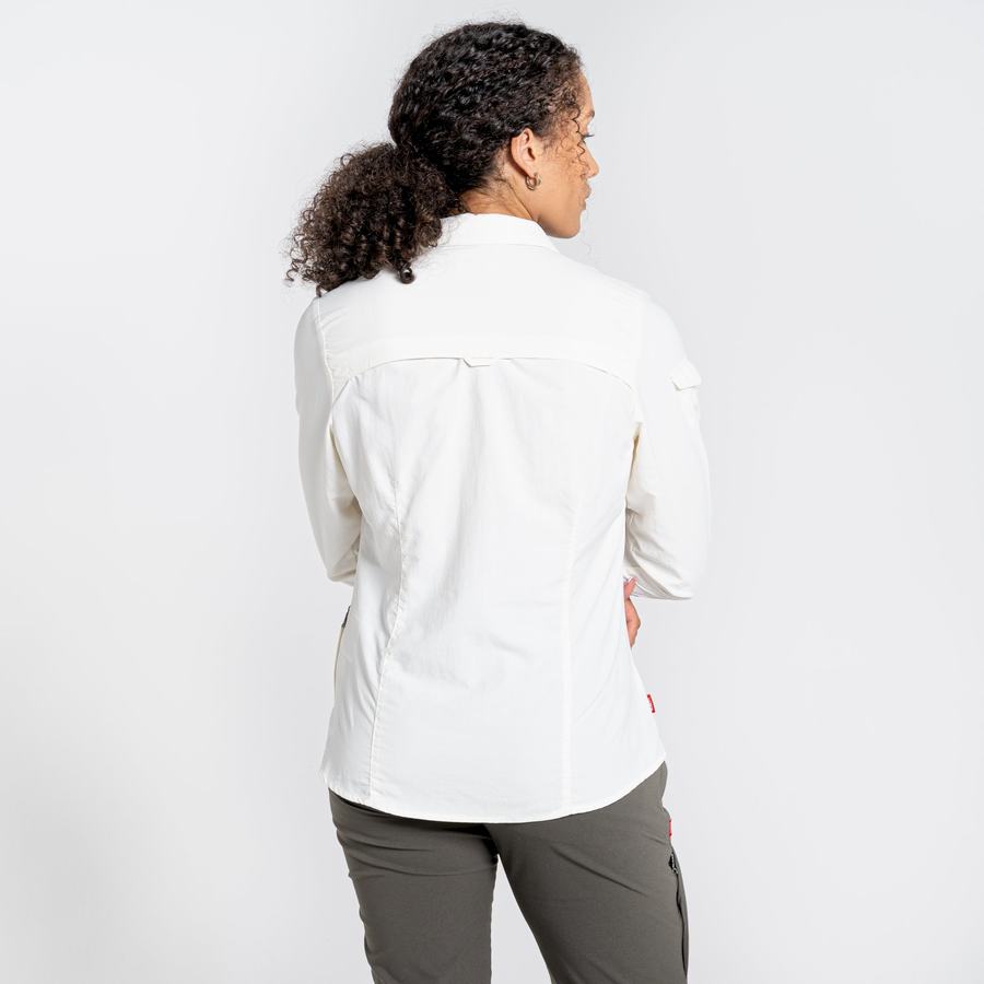 Women's Craghoppers NosiLife Adventure II Long Sleeved Shirts White | KPE914RW