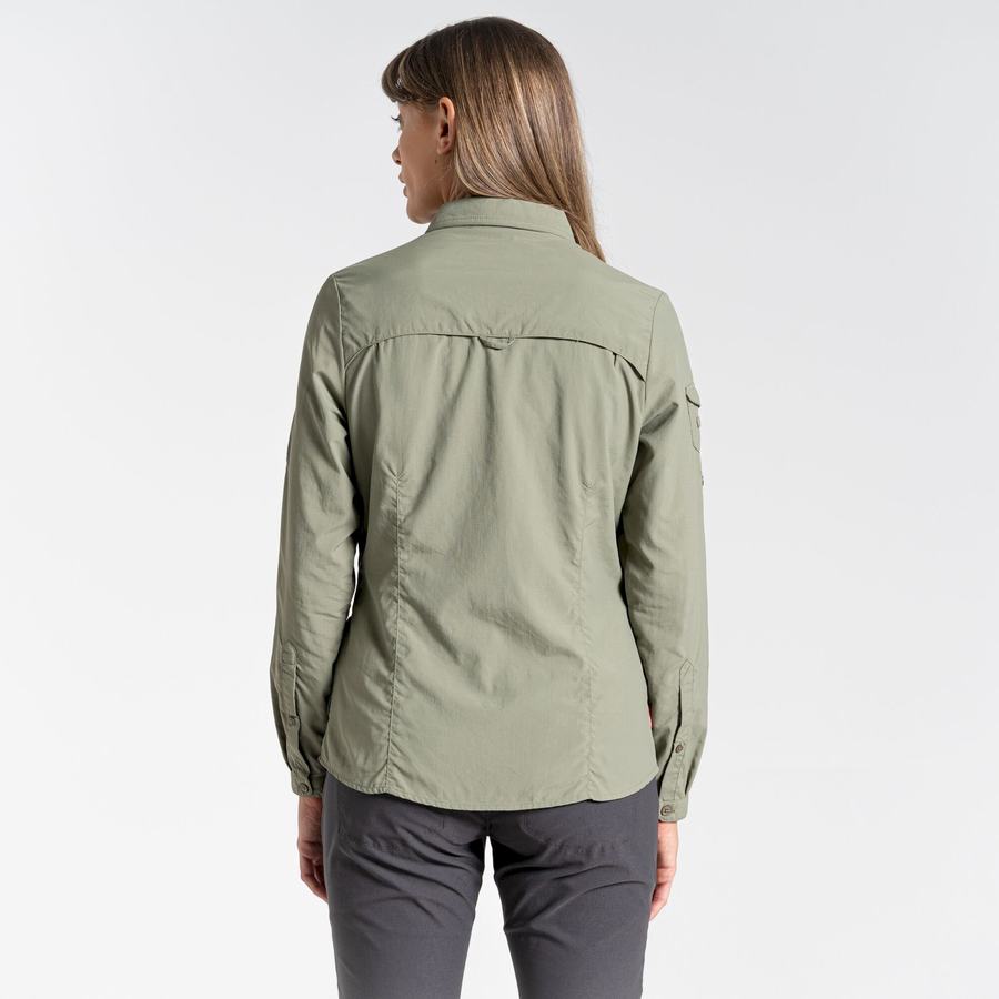 Women's Craghoppers NosiLife Adventure II Long Sleeved Shirts Dark Green | QCM2460QU