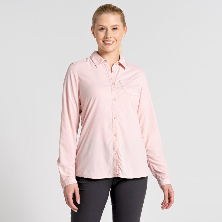 Women's Craghoppers NosiLife Bardo Long Sleeved Shirts Pink | KNN4937DN