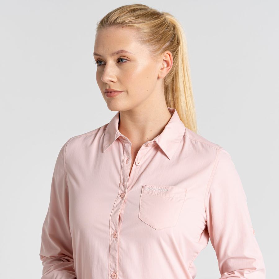 Women's Craghoppers NosiLife Bardo Long Sleeved Shirts Pink | KNN4937DN