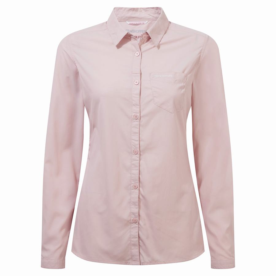 Women's Craghoppers NosiLife Bardo Long Sleeved Shirts Pink | KNN4937DN