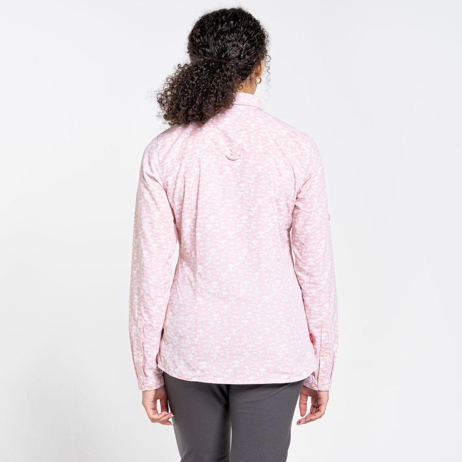 Women's Craghoppers NosiLife Callo Long Sleeved Shirts Pink | COU5451BB