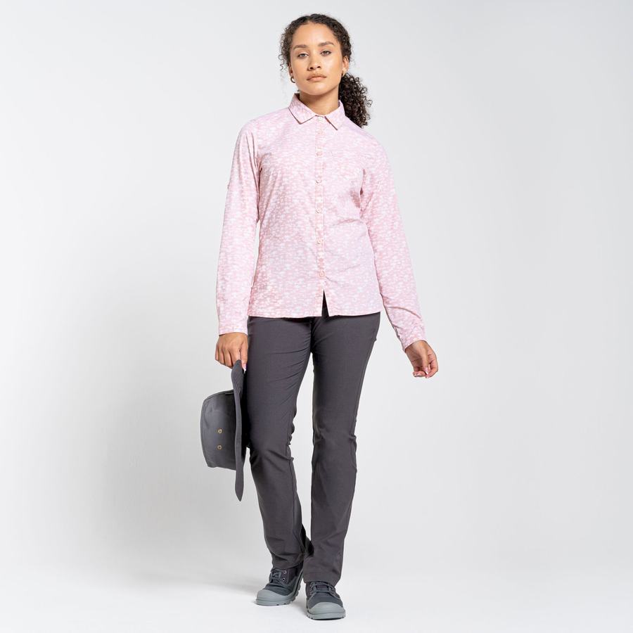 Women's Craghoppers NosiLife Callo Long Sleeved Shirts Pink | COU5451BB