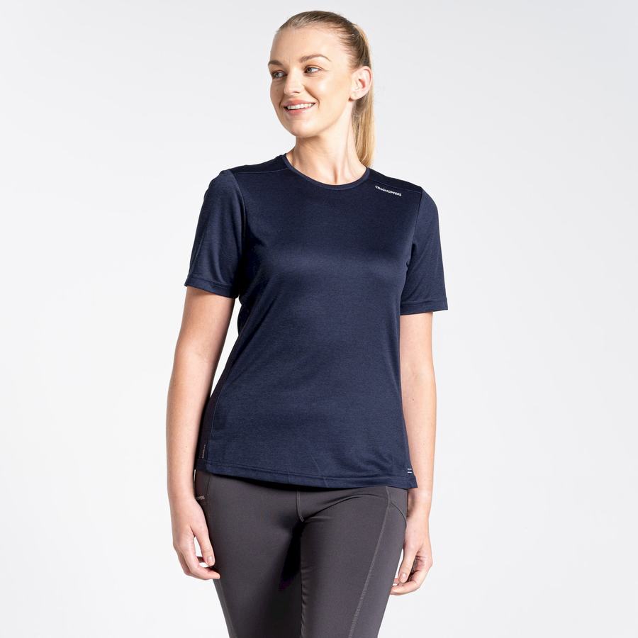 Women's Craghoppers NosiLife Candella Short Sleeved T-Shirts Blue Navy | PBH7026WQ