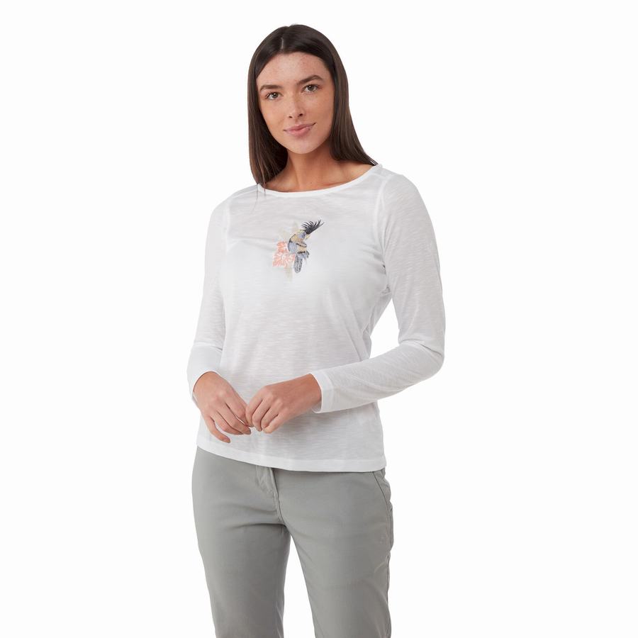 Women's Craghoppers NosiLife Erin Long Sleeved T-Shirts White | CSU7335VL