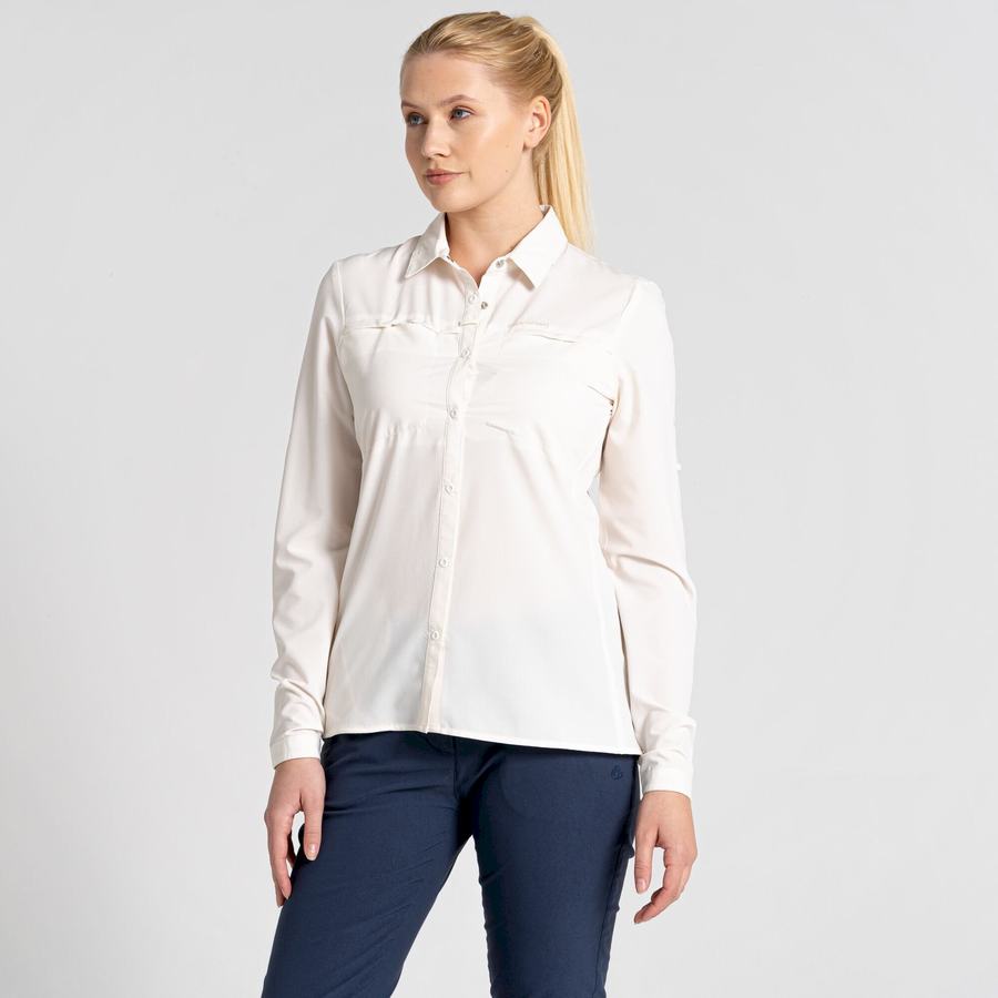 Women's Craghoppers NosiLife Pro IV Long Sleeved Shirts White | BCT243XD