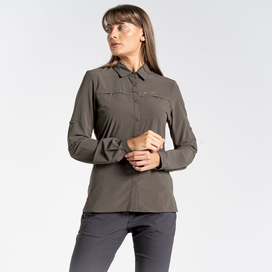 Women's Craghoppers NosiLife Pro IV Long Sleeved Shirts Khaki | JSI239VR