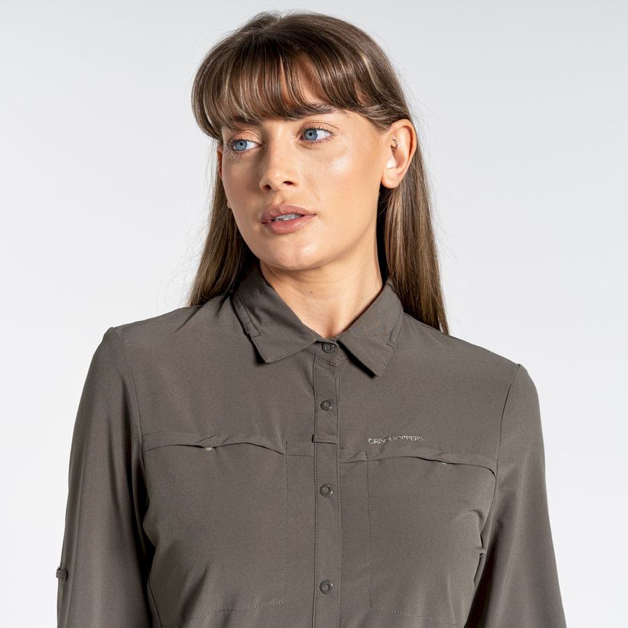 Women's Craghoppers NosiLife Pro IV Long Sleeved Shirts Khaki | JSI239VR