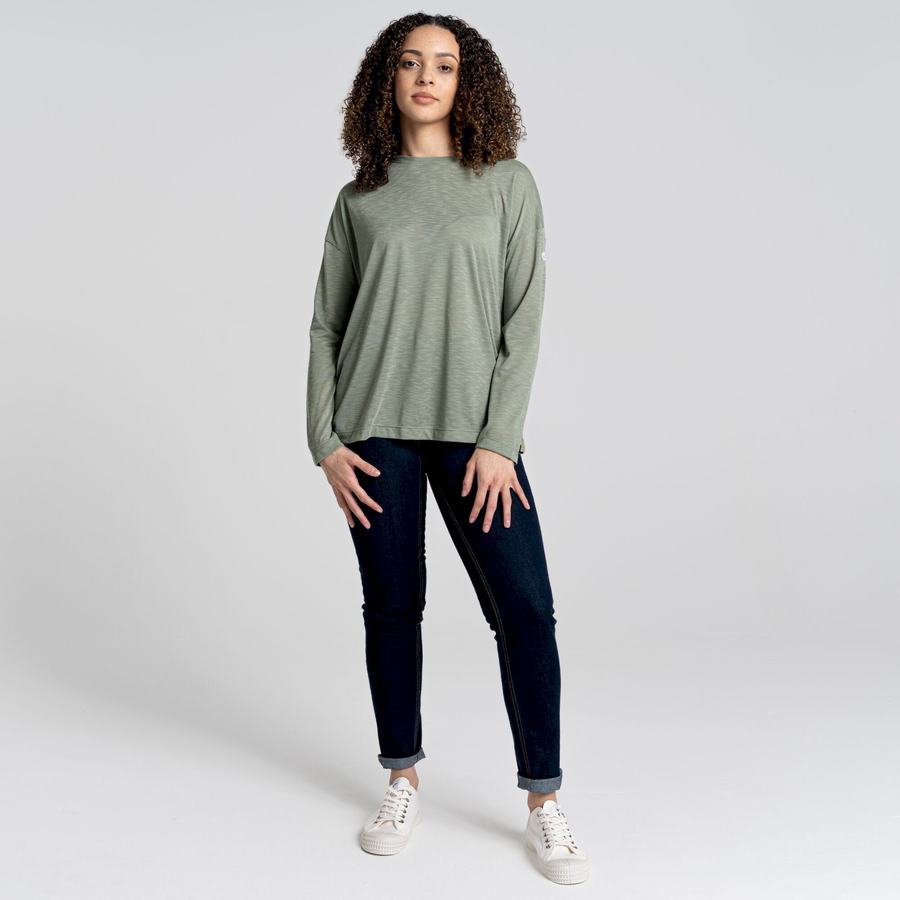 Women's Craghoppers NosiLife Sami Long Sleeved T-Shirts Olive | DYI6813YM