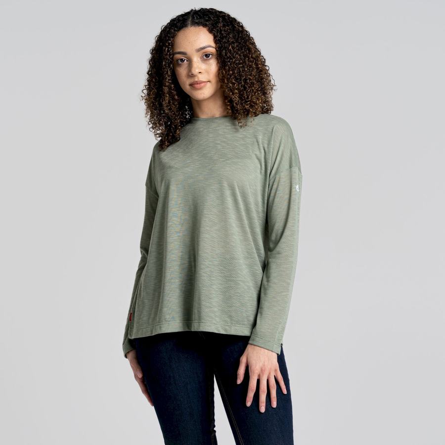 Women's Craghoppers NosiLife Sami Long Sleeved T-Shirts Olive | DYI6813YM