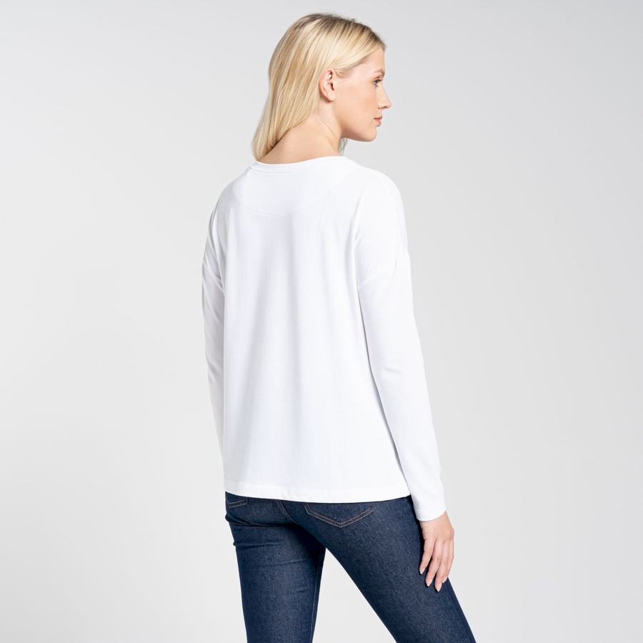 Women's Craghoppers NosiLife Sami Long Sleeved T-Shirts White | ZMK8691LM