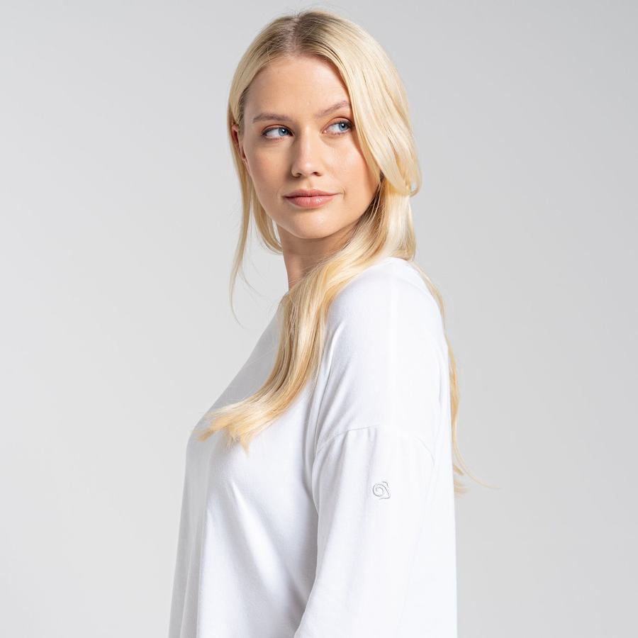 Women's Craghoppers NosiLife Sami Long Sleeved T-Shirts White | ZMK8691LM