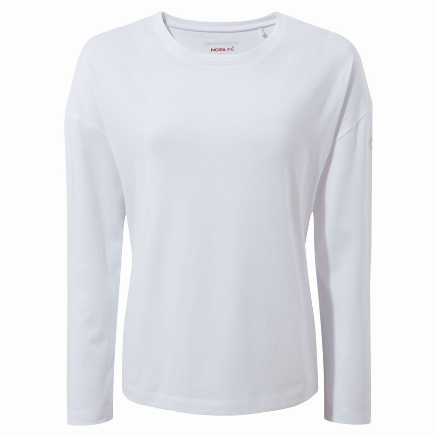 Women's Craghoppers NosiLife Sami Long Sleeved T-Shirts White | ZMK8691LM