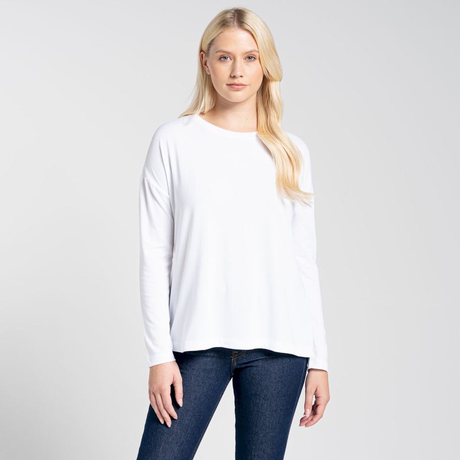 Women's Craghoppers NosiLife Sami Long Sleeved T-Shirts White | ZMK8691LM