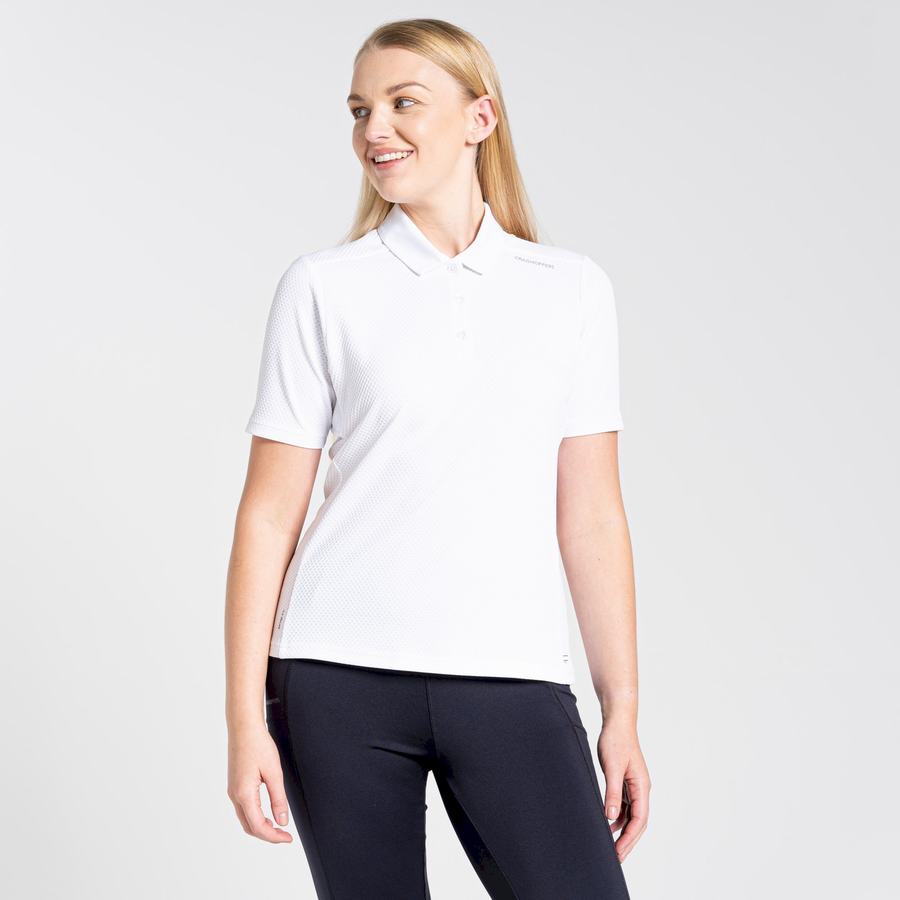 Women's Craghoppers NosiLife Short Sleeved Polo T-Shirts White | LIL8980LE