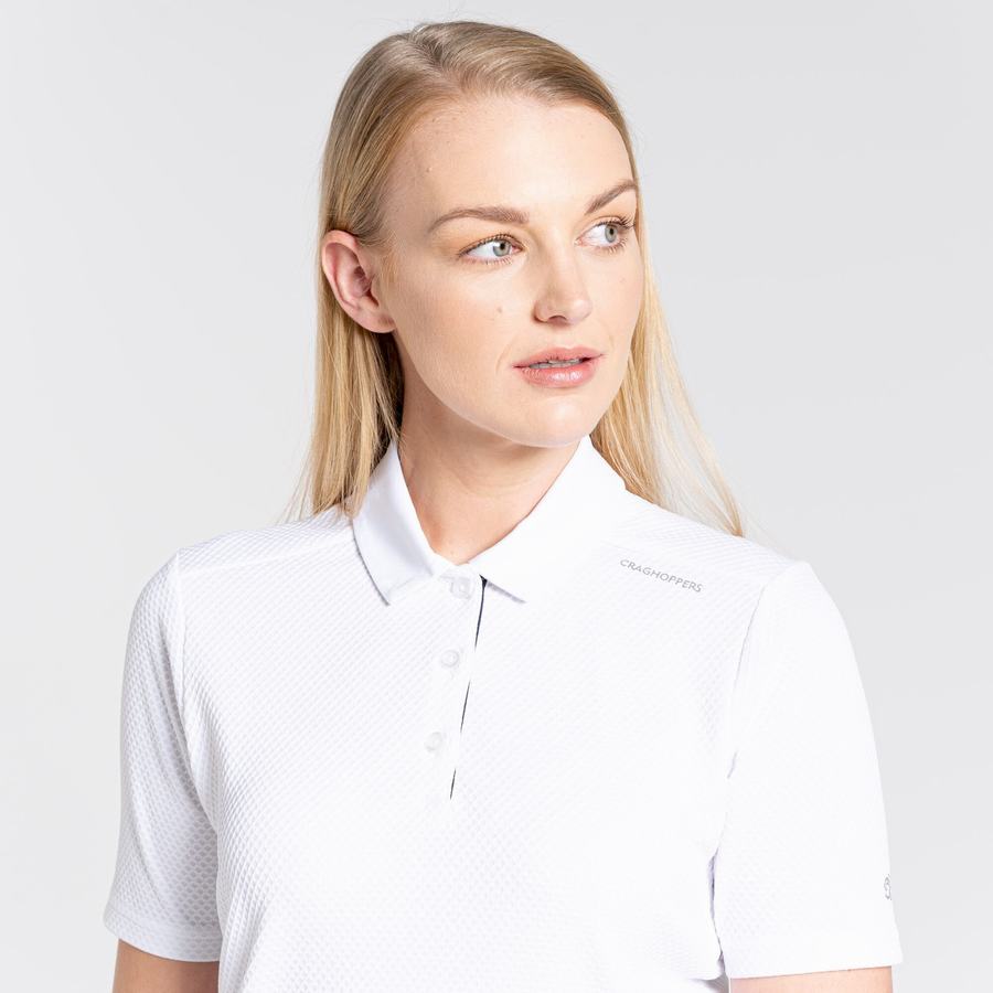 Women's Craghoppers NosiLife Short Sleeved Polo T-Shirts White | LIL8980LE