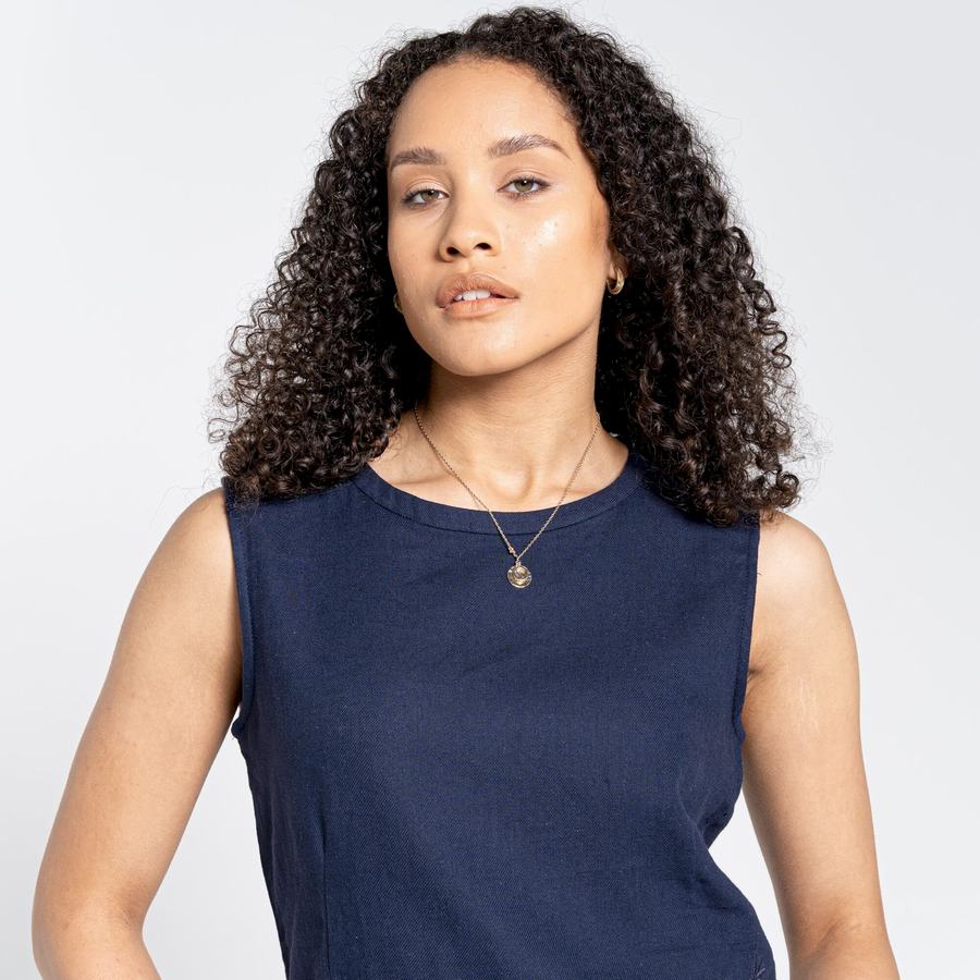 Women's Craghoppers Nosibotanical Bonita Vest T-Shirts Blue Navy | MEK6649IV