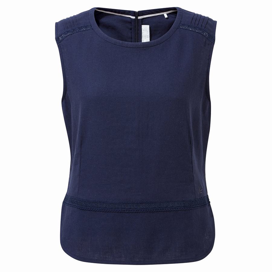 Women's Craghoppers Nosibotanical Bonita Vest T-Shirts Blue Navy | MEK6649IV