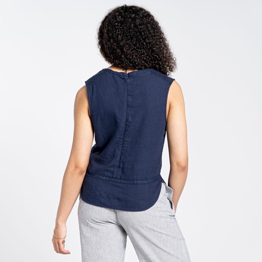 Women's Craghoppers Nosibotanical Bonita Vest T-Shirts Blue Navy | MEK6649IV