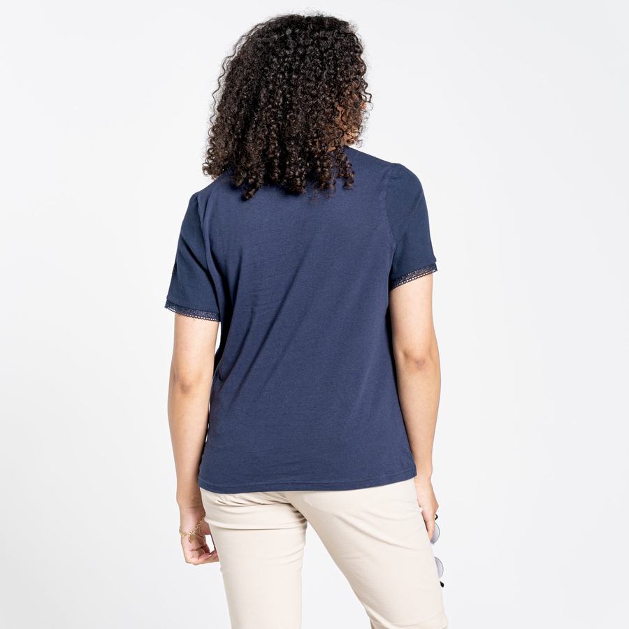 Women's Craghoppers Nosibotanical Lavern Short Sleeved T-Shirts Blue Navy | DTM6822ZD