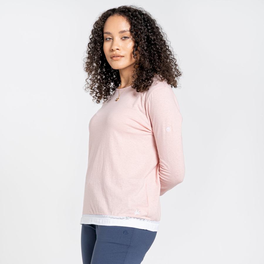 Women's Craghoppers Nosibotanical Magnolia Long Sleeved T-Shirts Pink | CIL9185UL