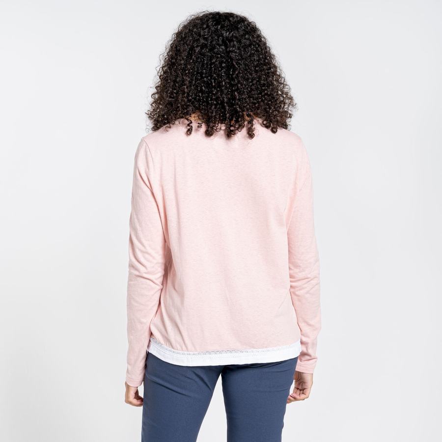 Women's Craghoppers Nosibotanical Magnolia Long Sleeved T-Shirts Pink | CIL9185UL