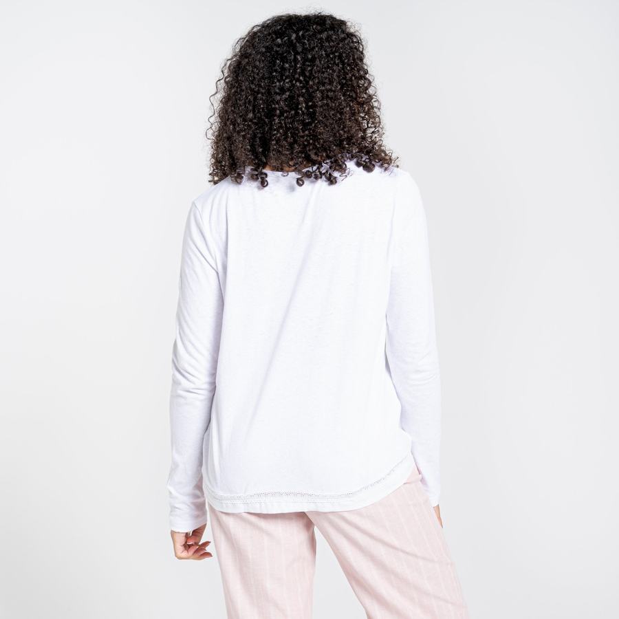 Women's Craghoppers Nosibotanical Magnolia Long Sleeved T-Shirts White | DBG4229MZ