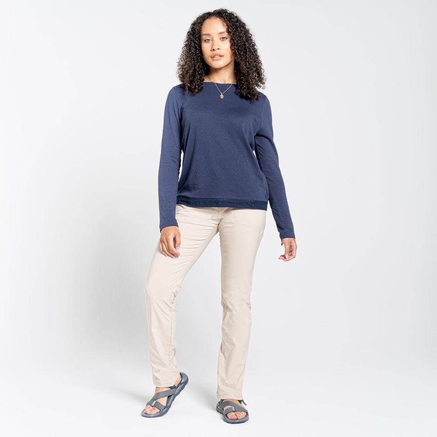 Women's Craghoppers Nosibotanical Magnolia Long Sleeved T-Shirts Blue Navy | NUJ9563TK