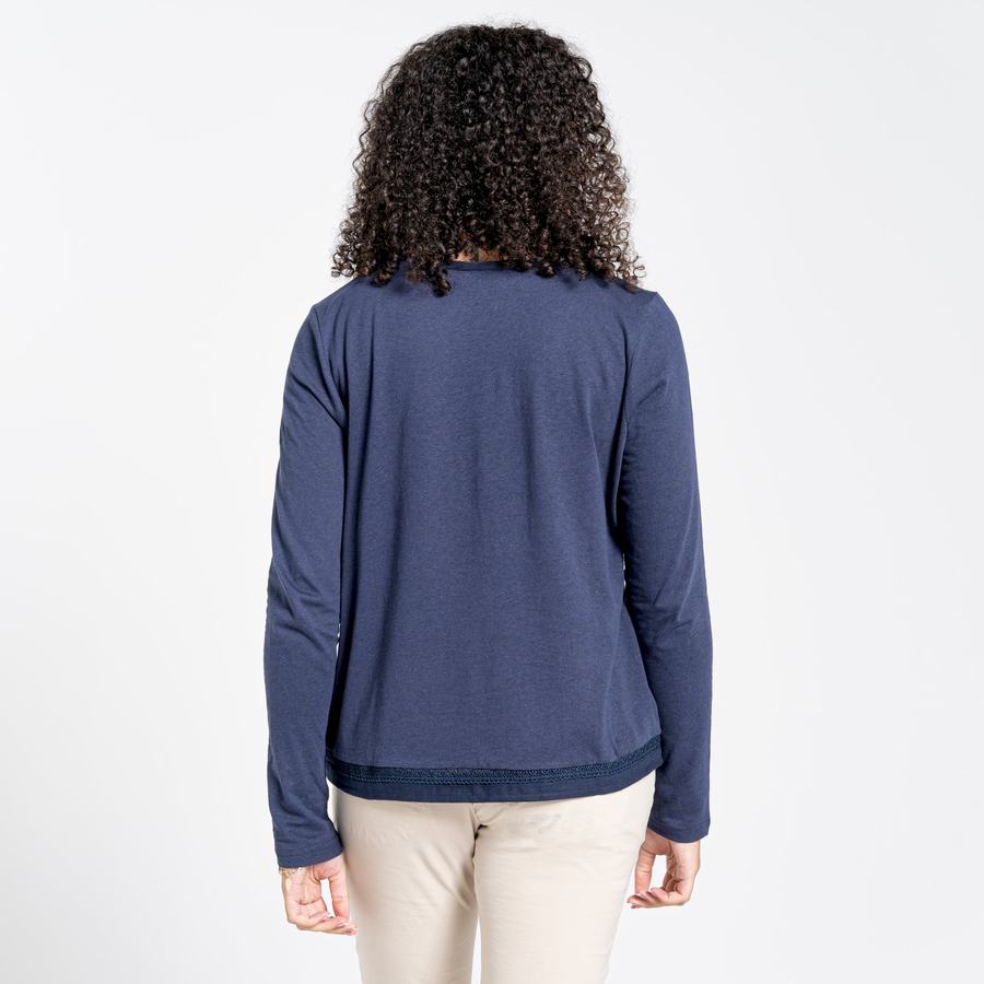 Women's Craghoppers Nosibotanical Magnolia Long Sleeved T-Shirts Blue Navy | NUJ9563TK