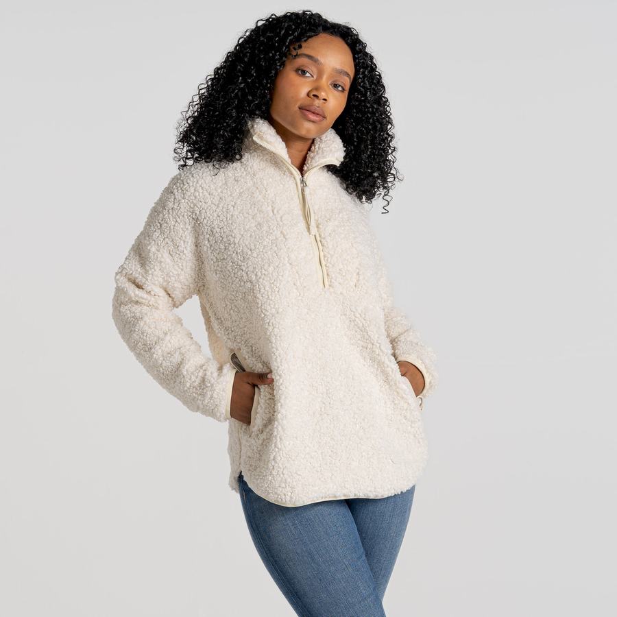 Women's Craghoppers Orlena Half Zip Sweaters White | RZS551UC