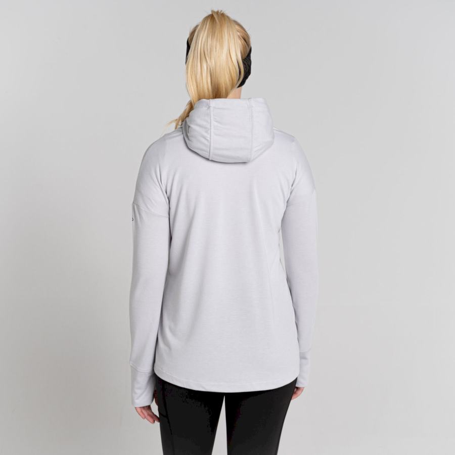 Women's Craghoppers Serrow Hooded Long Sleeved T-Shirts Silver | KZQ9091GJ