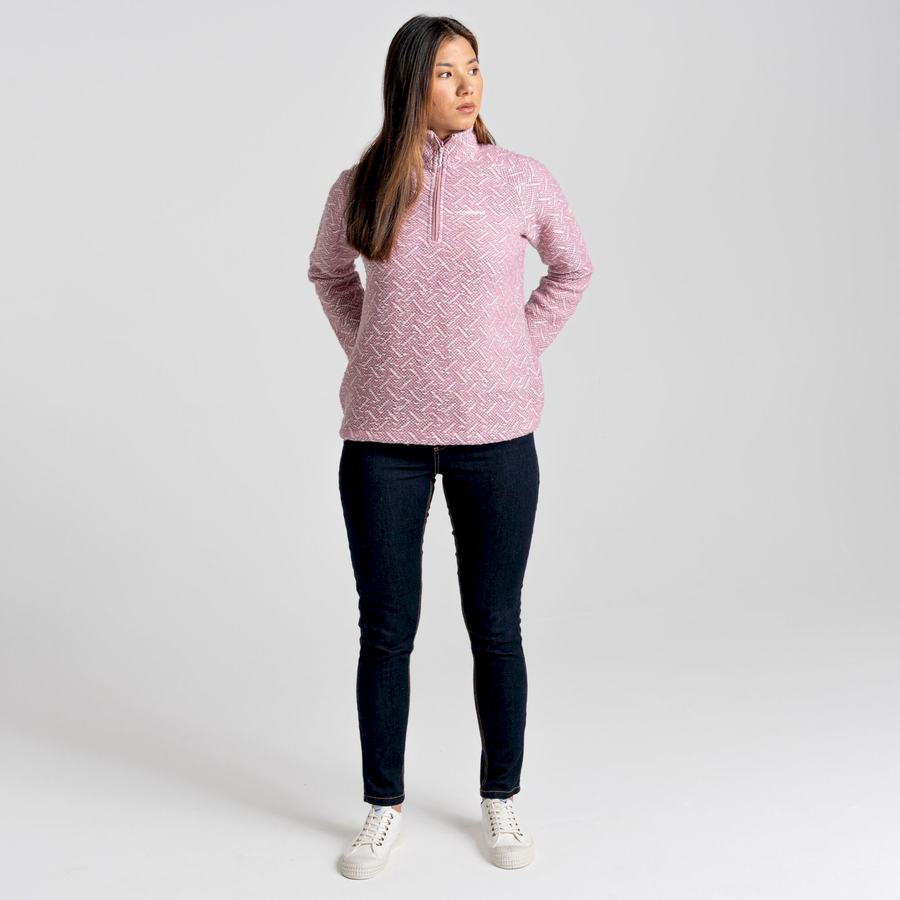 Women's Craghoppers Talladale Half Zip Sweaters Pink | AHL3694LZ