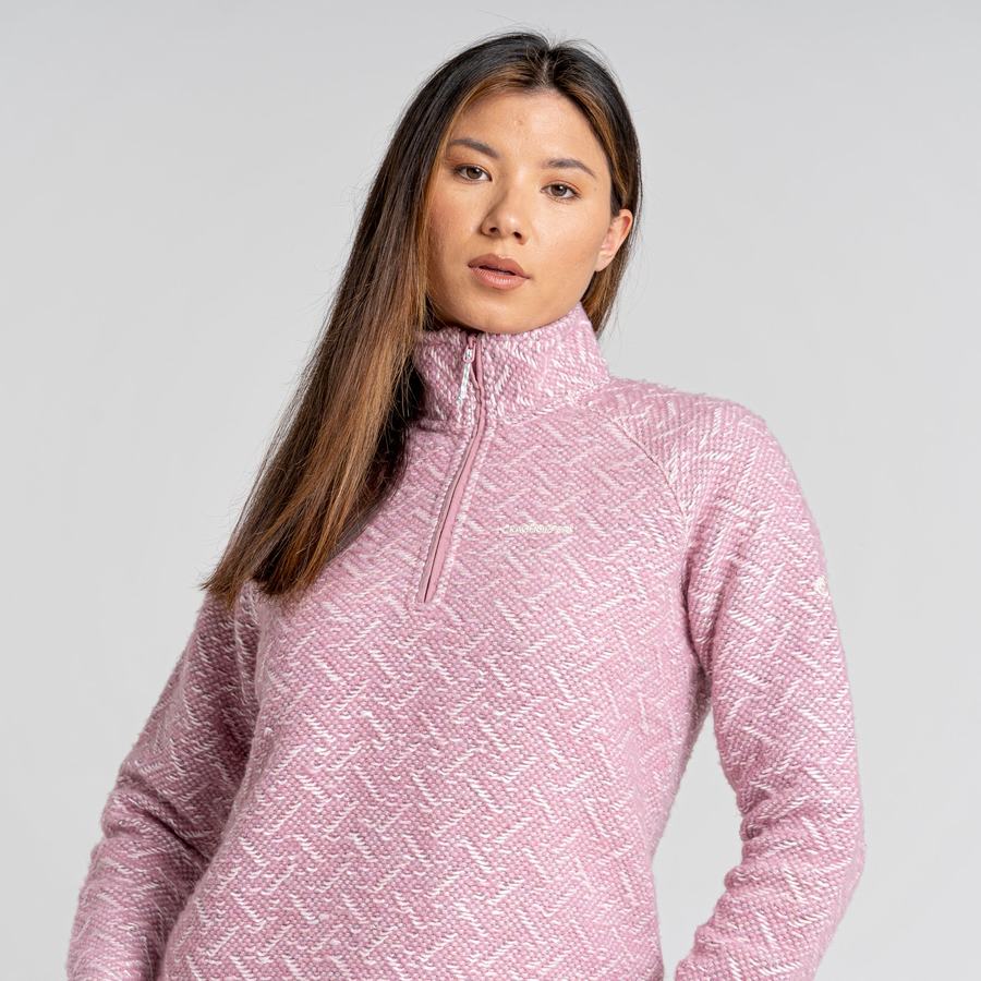 Women's Craghoppers Talladale Half Zip Sweaters Pink | AHL3694LZ