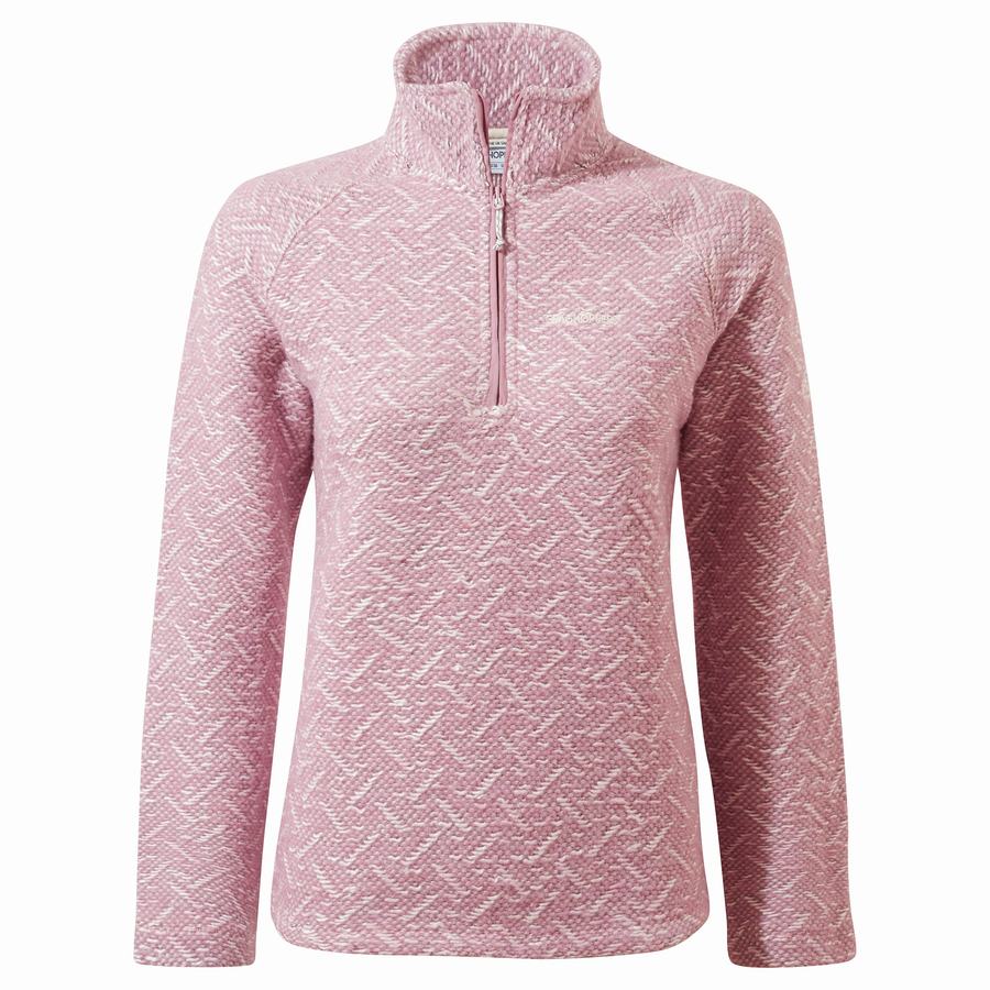 Women's Craghoppers Talladale Half Zip Sweaters Pink | AHL3694LZ