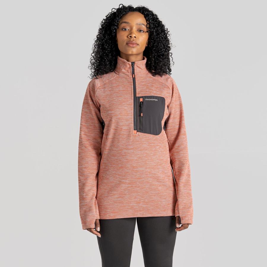 Women's Craghoppers Trina Half Zip Sweaters Coral | XFY615RZ